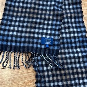 Edinburgh Men’s Cashmere Blue & Khaki Plaid Cottagecore Scarf